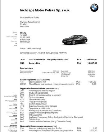 BMW Seria 5 cena 115000 przebieg: 147000, rok produkcji 2017 z Biała małe 121